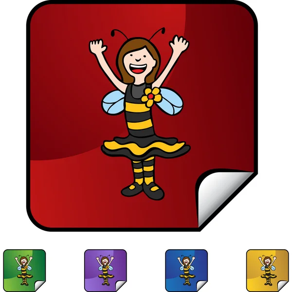 Bee Girl icono web — Vector de stock