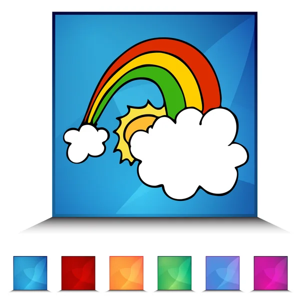 Glück Regenbogen glänzenden Knopf gesetzt — Stockvektor