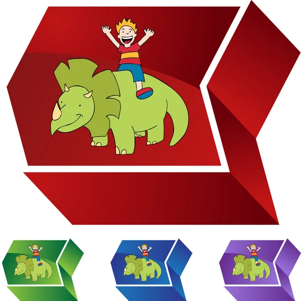 Triceratops e icona web ragazzo — Vettoriale Stock