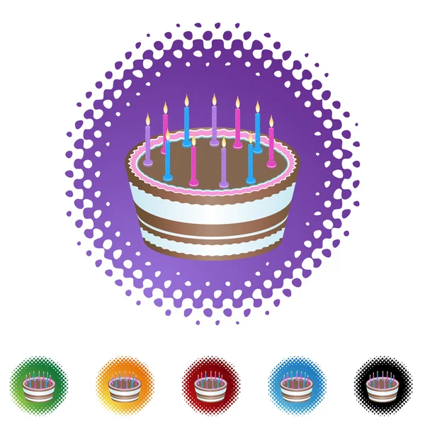 Tarta de cumpleaños iconos coloridos — Archivo Imágenes Vectoriales