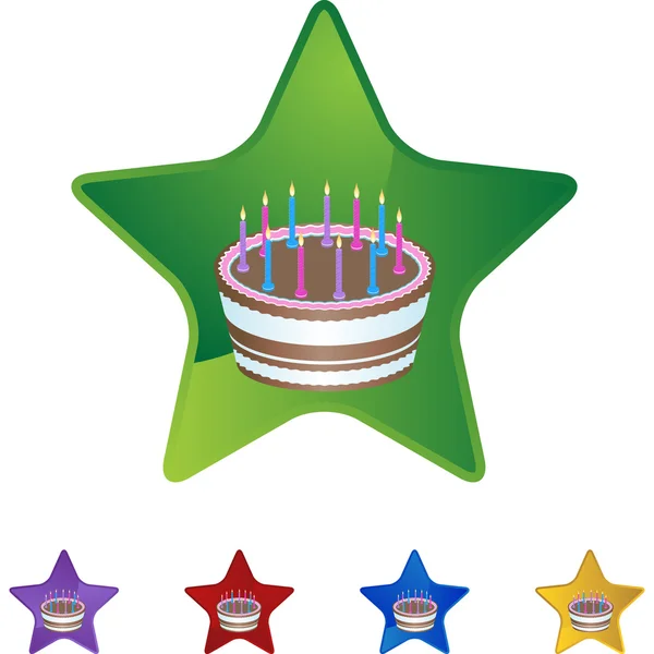Tarta de cumpleaños iconos coloridos — Vector de stock
