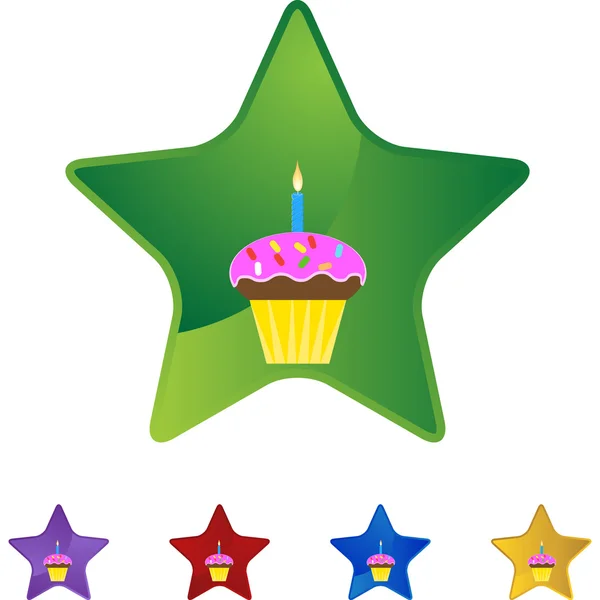 Cumpleaños Cupcake botón web — Vector de stock