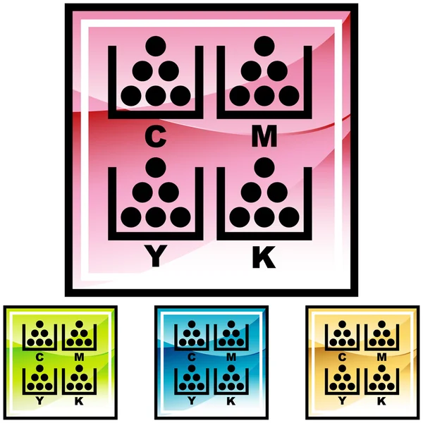 Conjunto de botões de impressão CMYK — Vetor de Stock