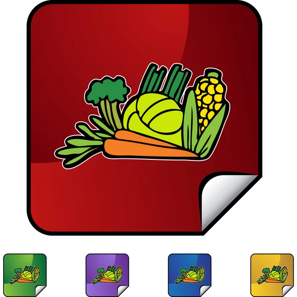 Grönsaker ikonen knapp — Stock vektor