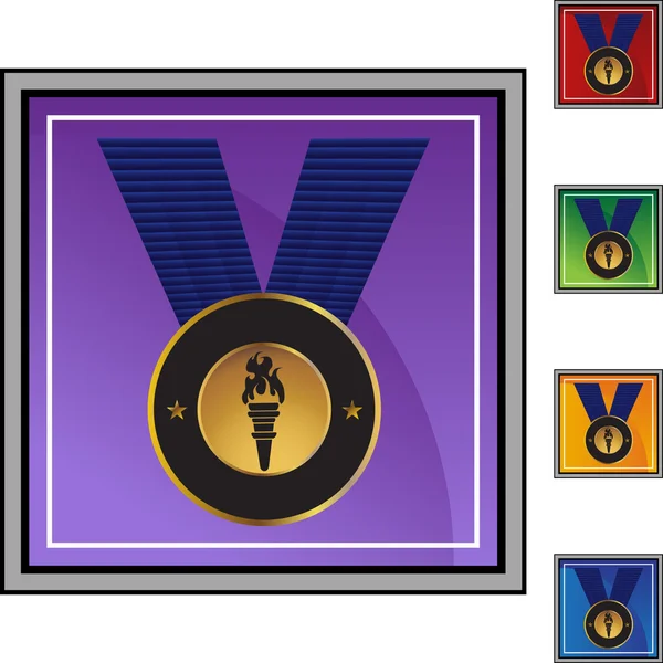 Medalha de Ouro ícone web —  Vetores de Stock