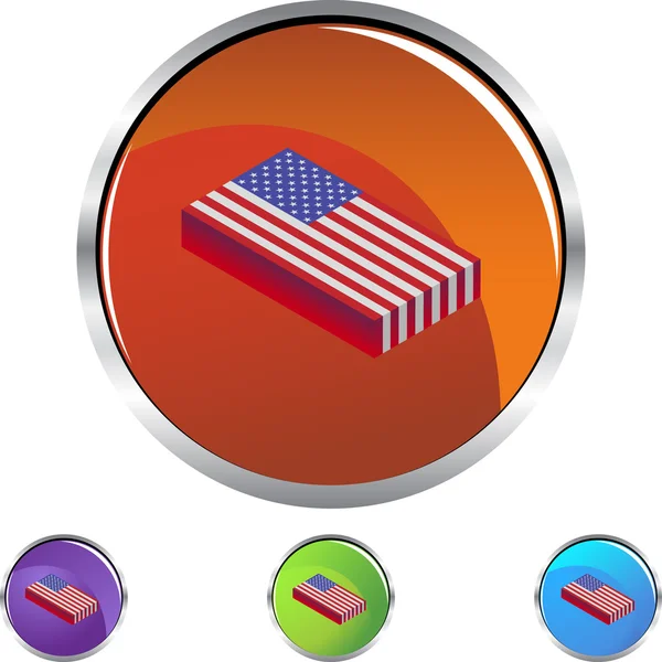 American Flag  web button — Stock Vector