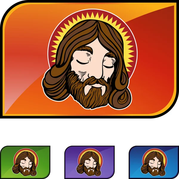 耶稣脸图标按钮 — 图库矢量图片