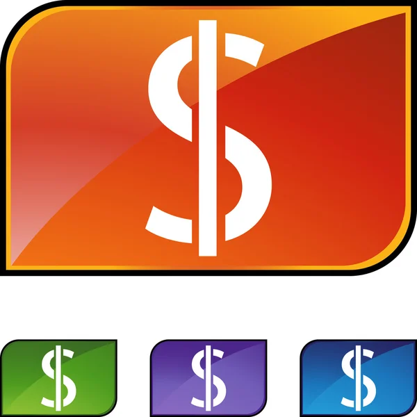 Dollar dinheiro sinal web botão — Vetor de Stock