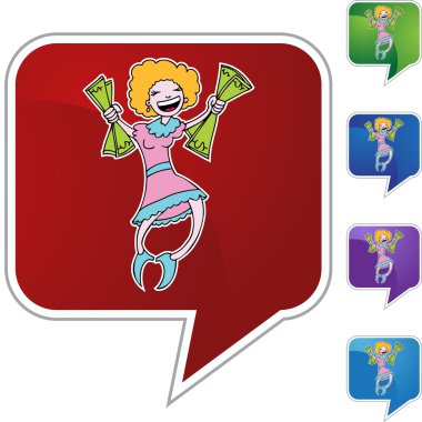 mutlu bir kadın tutarak para