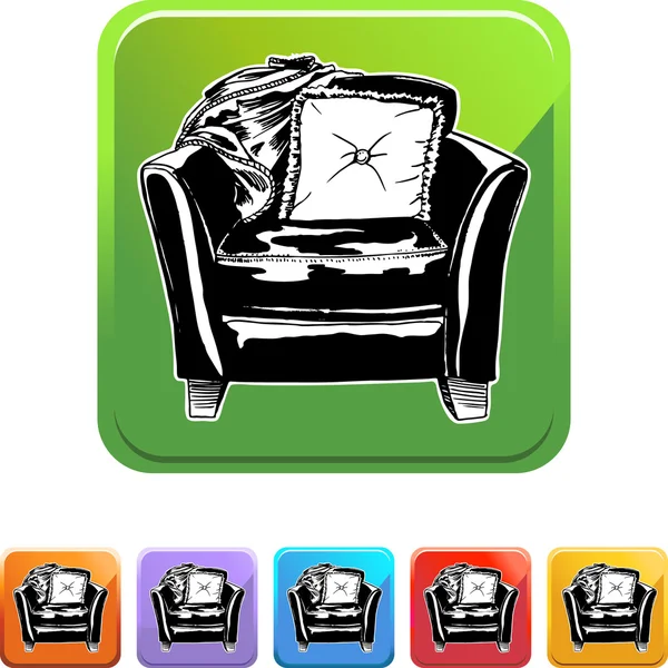 Silla icono botón — Vector de stock