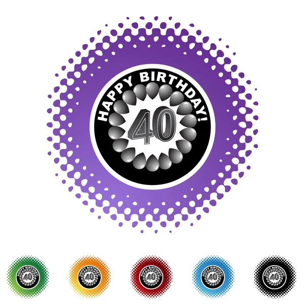 Happy Birthday Forty  web button — Stock Vector