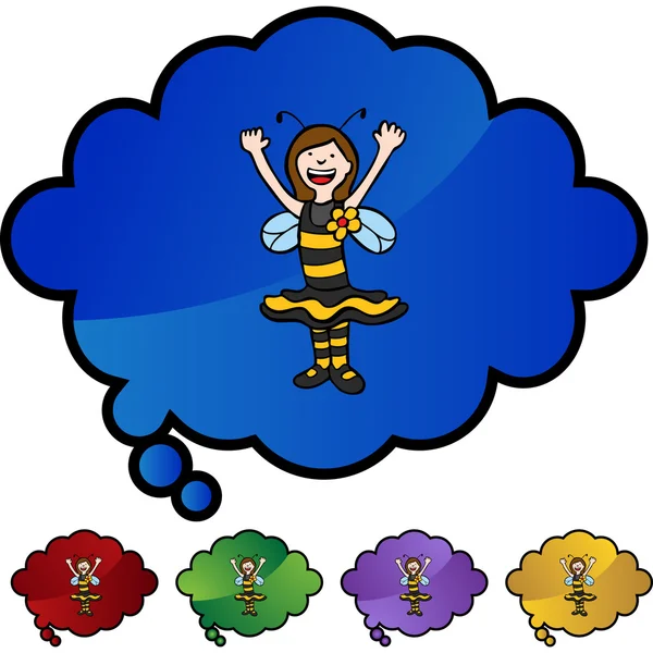 Bee flicka spindelväv ikonen — Stock vektor