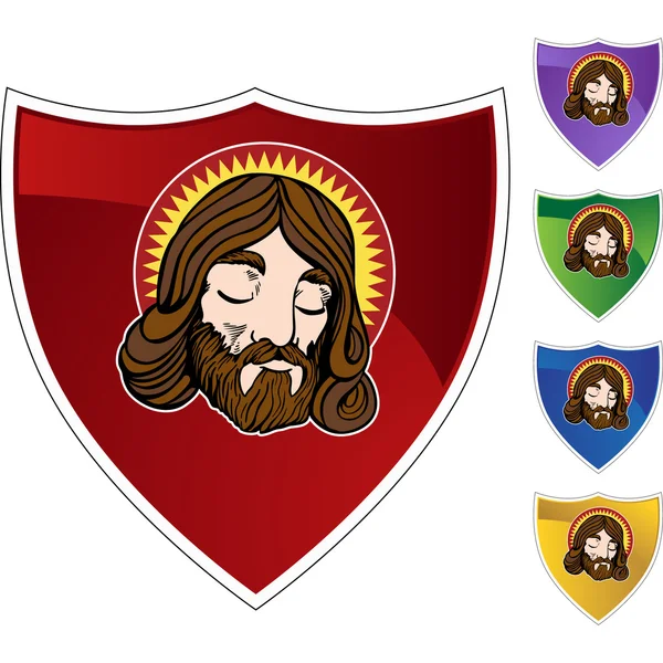 Jesus face icon button — Stock Vector