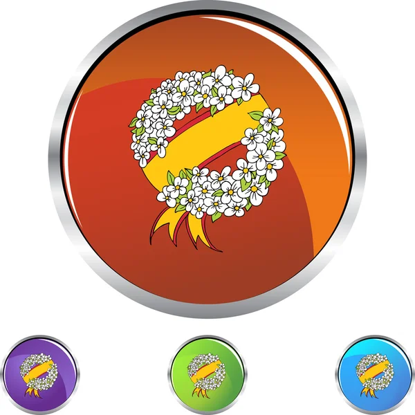 記念の花輪のアイコン ボタン — ストックベクタ