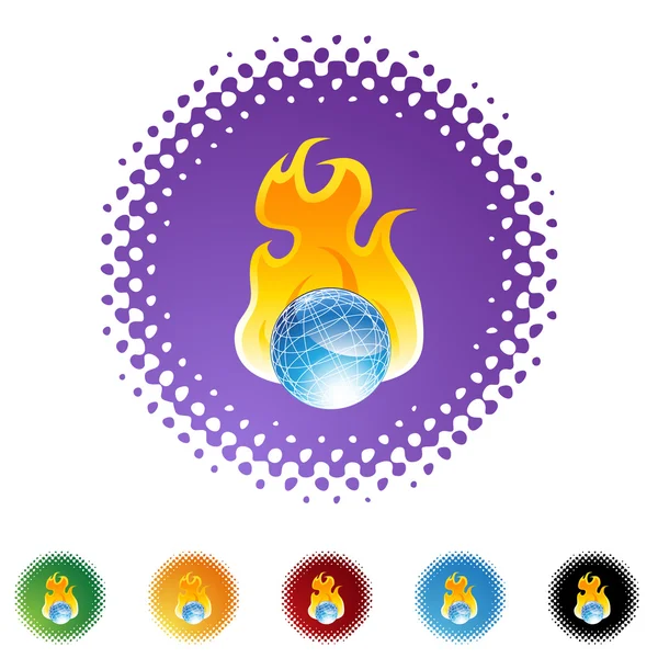 Burning Globe botón web — Archivo Imágenes Vectoriales