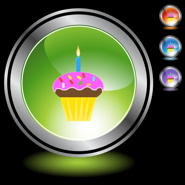 Urodziny Cupcake przycisk web — Wektor stockowy