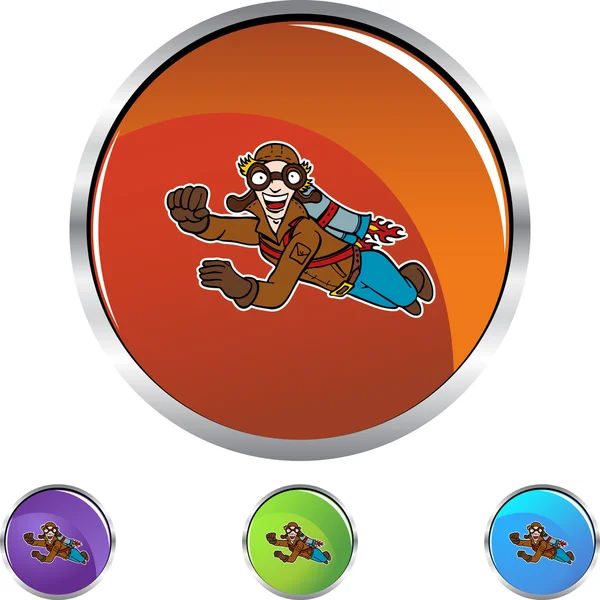 Flying Man icon button — Stock Vector