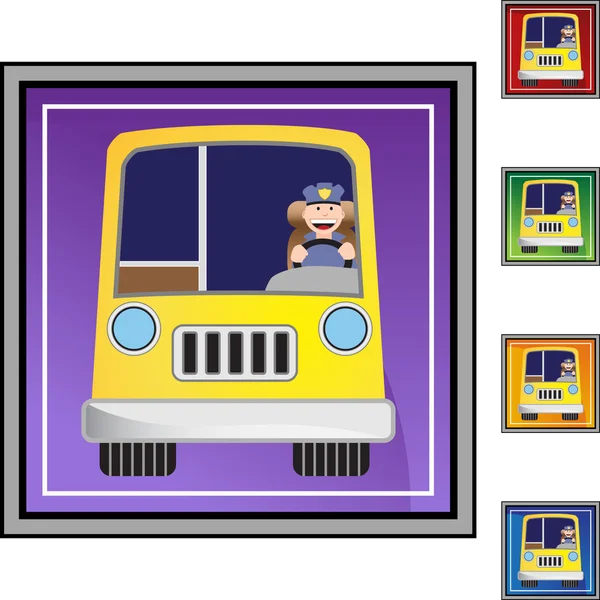 Bus Driver botón web — Vector de stock