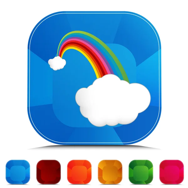 Lucky Rainbow Clouds Gemstone Button Set — Stock Vector