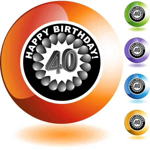 Zadowolony urodziny czterdzieści przycisk web — Wektor stockowy