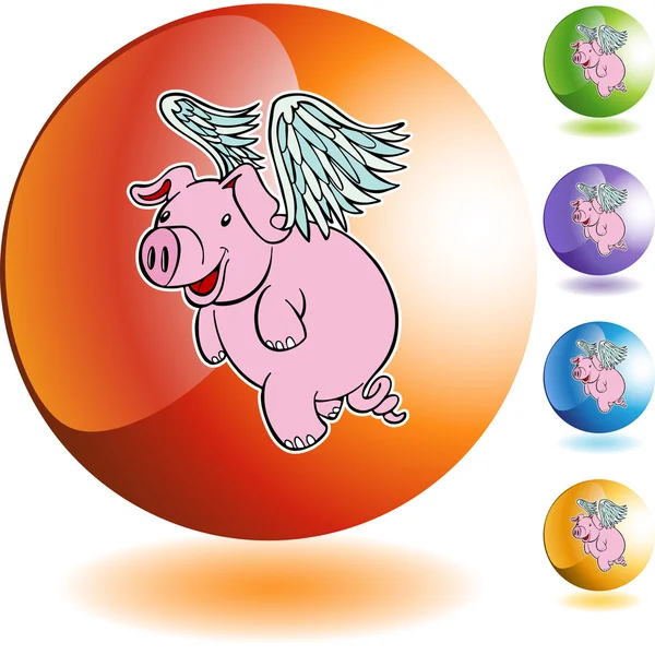 Flying Pig web icon — Stock Vector