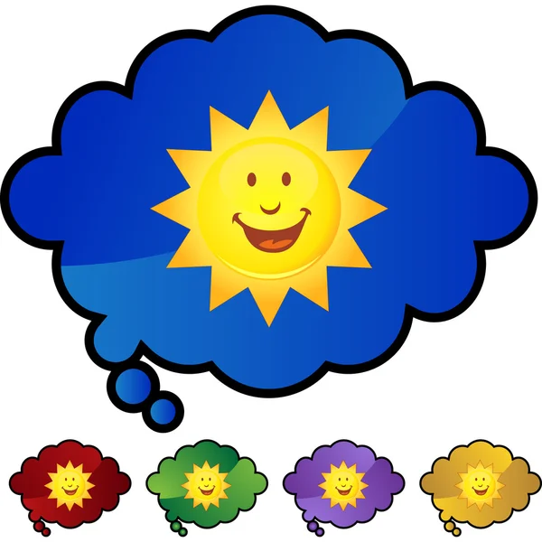 Sonriente icono web Sol — Vector de stock