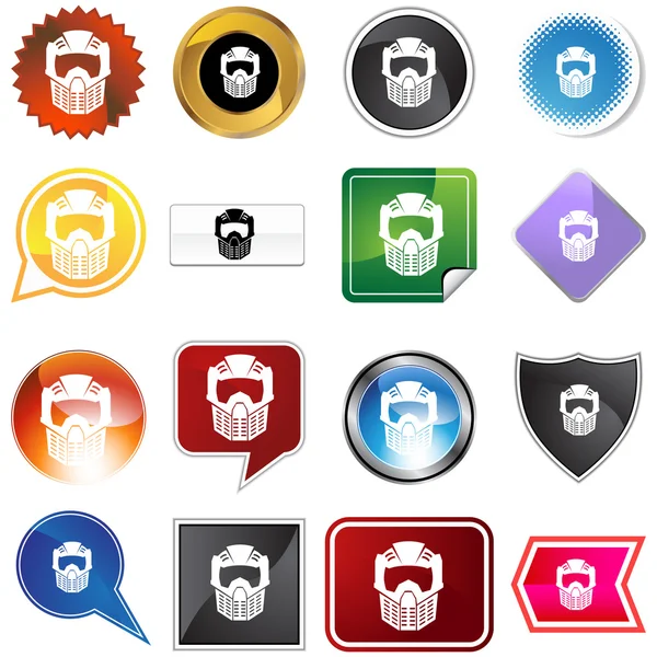 Set de variété de casque de masque de paintball — Image vectorielle