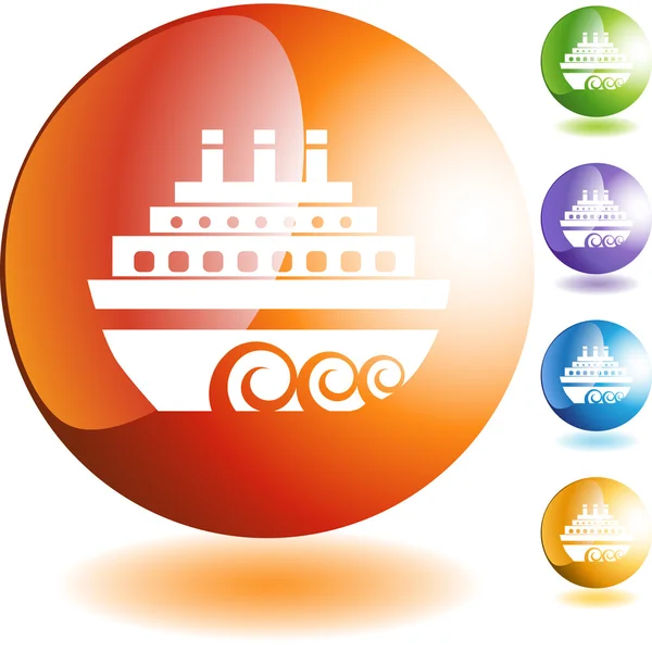 Cruise ship web button — Stock Vector