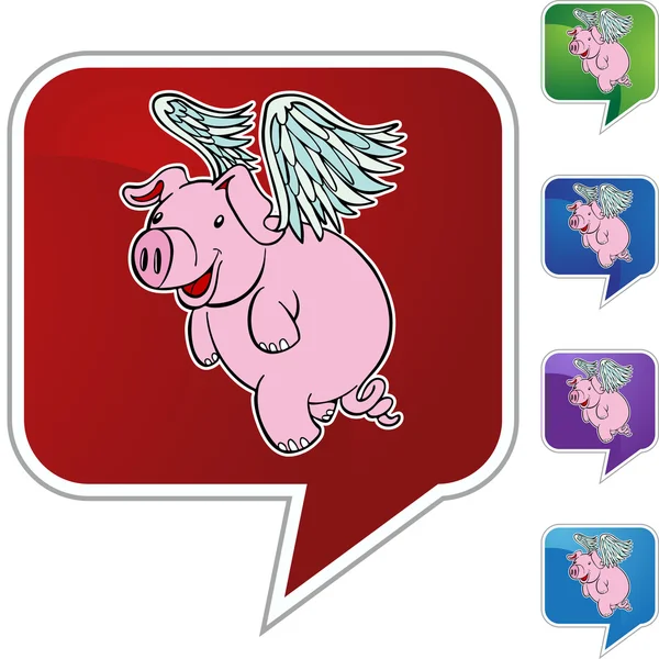 空飛ぶ豚の web アイコン — ストックベクタ
