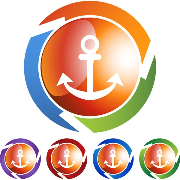 Boat anchor icon web button — Stock Vector