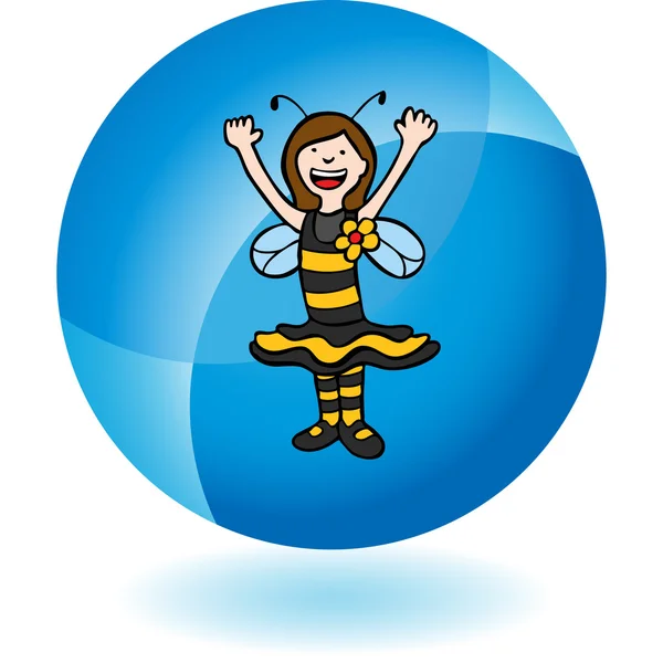 꿀벌 소녀 웹 아이콘 — 스톡 벡터