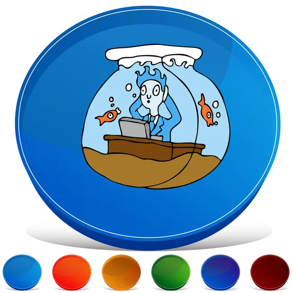Working In A Fish Bowl Gemstone Button Set — Stock Vector