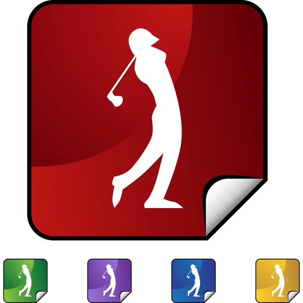 Golfspieler-Webbutton — Stockvektor