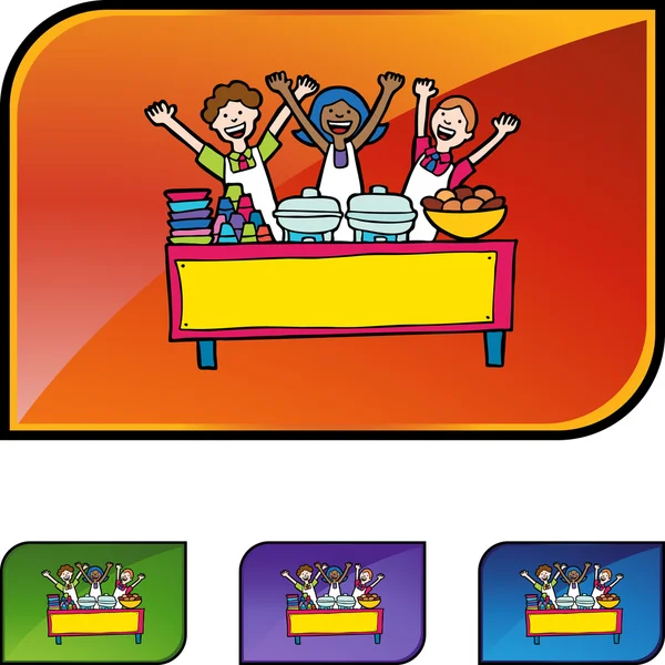 Kids in Buffet web icon — Stock Vector