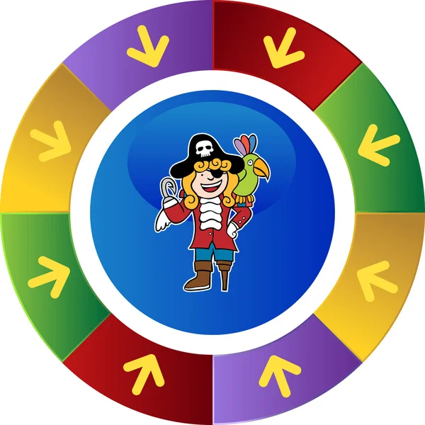 Pirate with a bird web button — Stock Vector