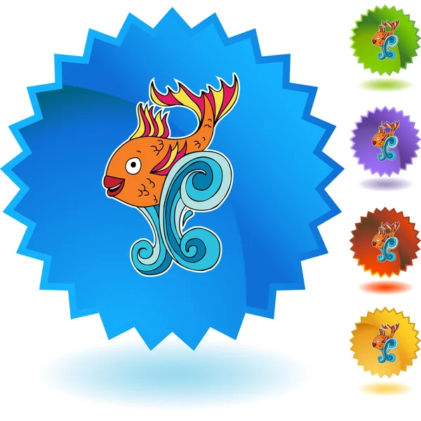 Goldfish  icon button — Stock Vector