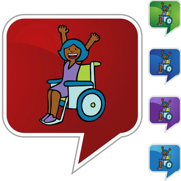 Bouton fille handicapée — Image vectorielle