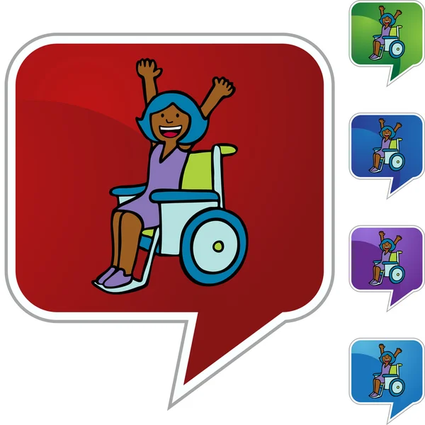 Handicap meisje knop — Stockvector