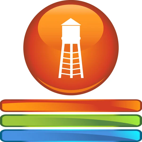 Botón torre de agua — Vector de stock