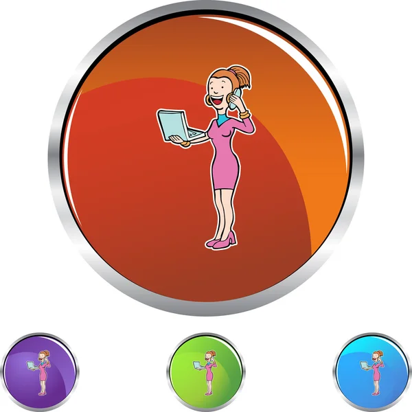 女の子チャット web ボタン — ストックベクタ