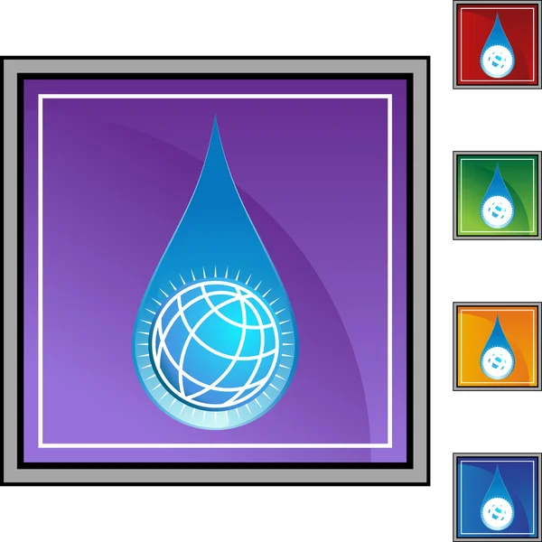 Water Drop World web knop — Stockvector