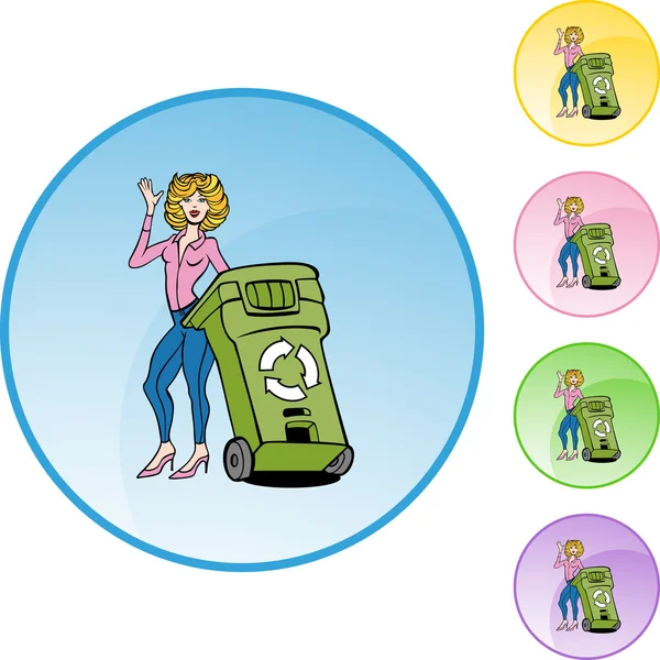 Ανακύκλωσης εικονίδιο web γυναίκα — Διανυσματικό Αρχείο