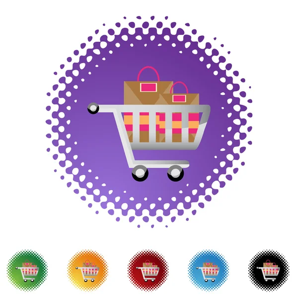 Shopping cart spindelväv ikonen — Stock vektor