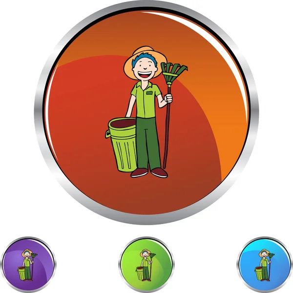 Gardener icon button — Stock Vector