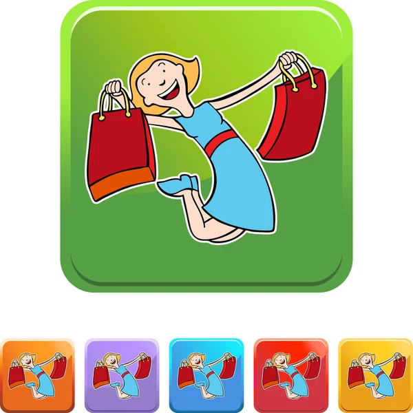 Fille Shopping icône web — Image vectorielle