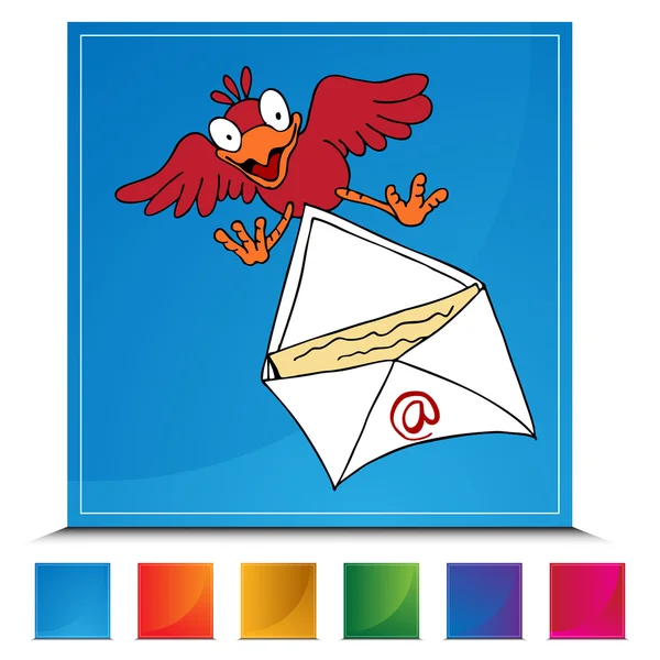 Bird entregando conjunto de botão de e-mail — Vetor de Stock