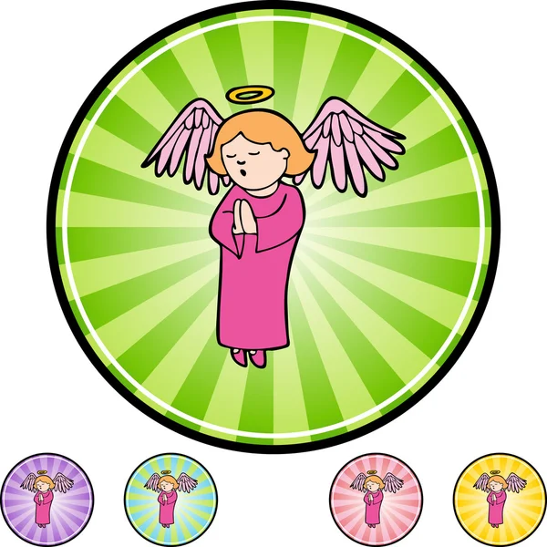 Praying Girl Angel button — Stock Vector