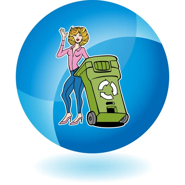 Recycling Woman web icon — Stock Vector