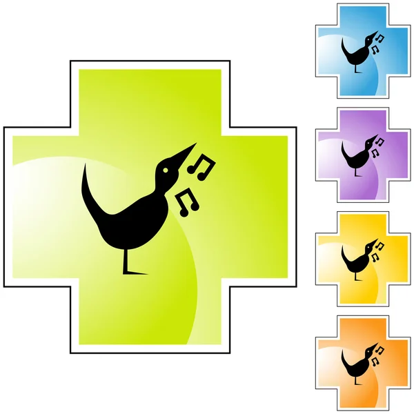 Singing Bird icon button — Stock Vector