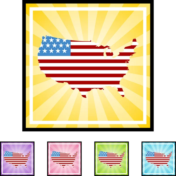 America flag map icon — Stock Vector